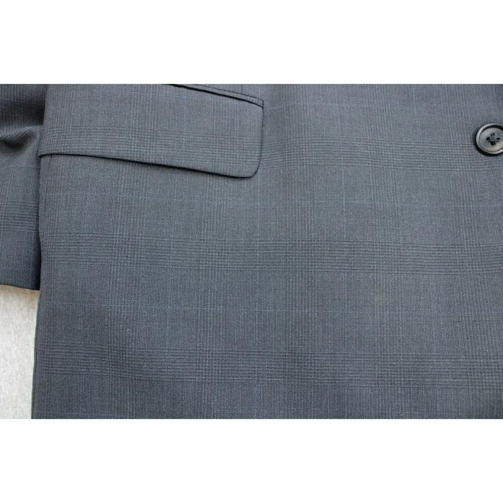 Brooks Brothers‎ Blazer Mens 46R Gray 346 Plaid Wool Blend Stretch 2 Buttons
